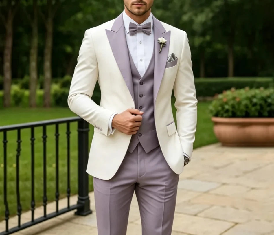 3 Pieces Wedding Tuxedo for Groom Sage Green Slim Fit Formal Men Suits Elegant Blazer Vest Pants Set for Prom Party Ceremony
