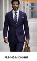 The Mayfair Navy super 180’s Peak Lapel windowpayne slim fit Suit
