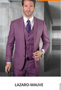 Lazaro-Mauve 3-Piece super 180’s Slim Fit Suit