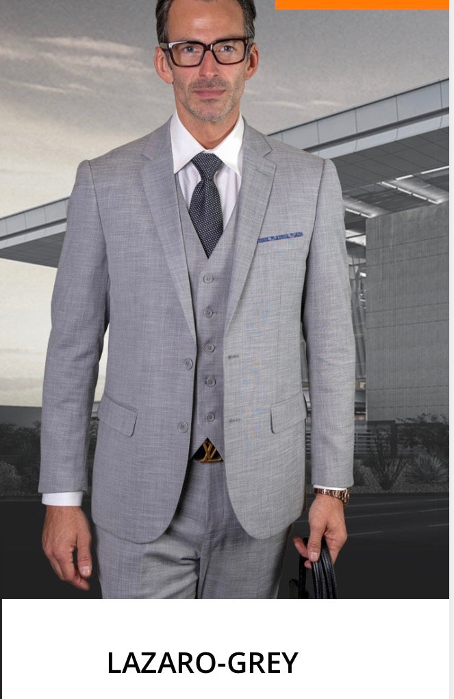 Lazaro-Grey 3-Piece super 180’s Slim Fit Suit