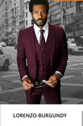 Lorenzo" Solid Burgundy super 180’s 3-Piece Slim Fit Suit