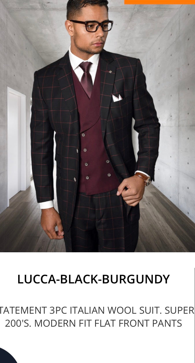 LUCCA-BLACK-BURGUNDY ( Modern Fit)