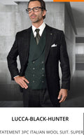 Lucca (Black-Hunter 3-piece Plaid Suit ( Modern Fit Suit)