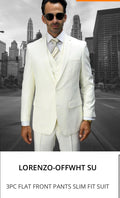The Lorenzo slim fit Off-White 3-Piece Slim Fit Suit