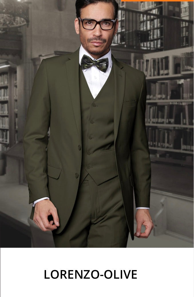 The Lorenzo Olive 3-Piece Slim Fit Suit