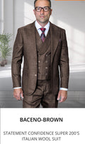 BACENO-BROWNS – Statement Confidence Super 200's Italian Wool Suit (Modern Fit)