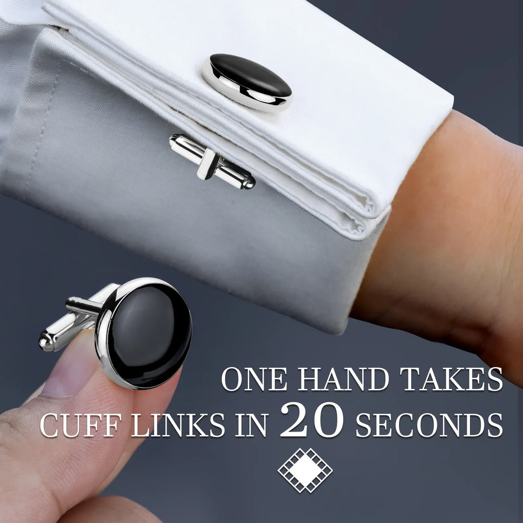 Classic design black bow tie and cufflinks and Studs set, men's silk tuxedo bow tie,for Father's Day,Anniversary and Bussiness.