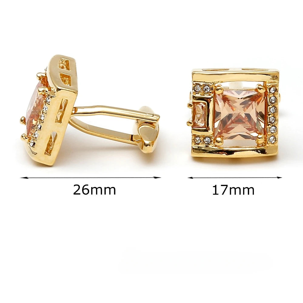 Men Cufflinks Light Luxury Inlaid Zircon Square Copper Shirt Sleeve Studs Formal Accessories Wedding Party Fashion Gifts