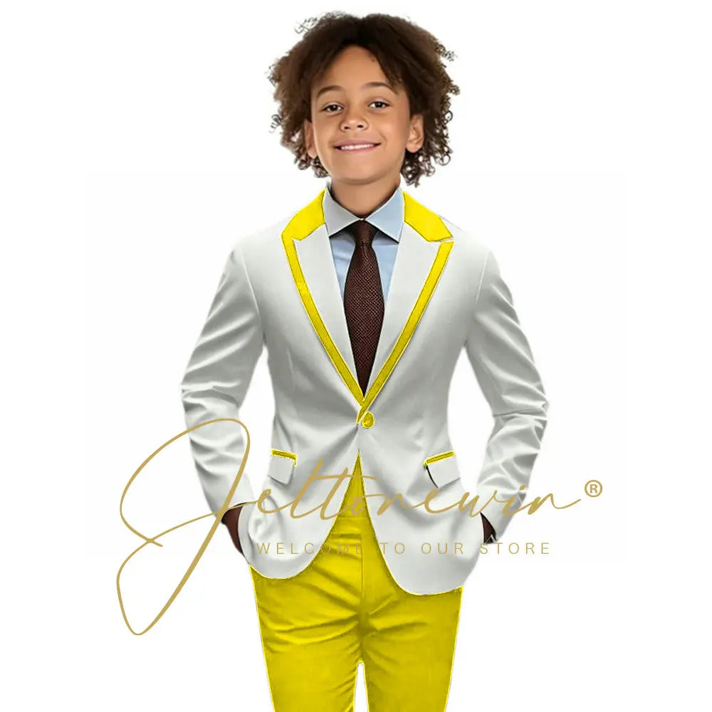 Suit for Boys Wedding Tuxedo 2-piece Kids Blazer Colorblock Design Suit 2-16 years old Custom Outfit