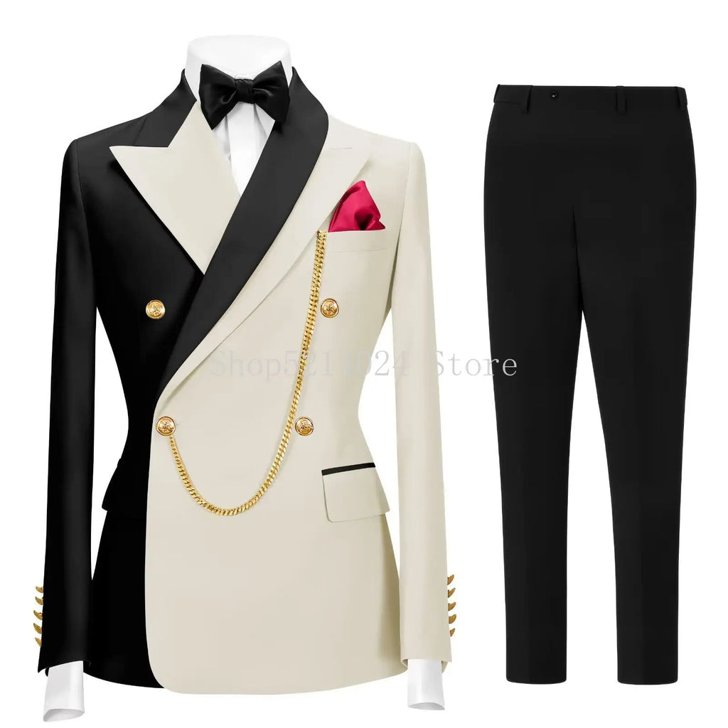 Men's 2 Piece Tuxedo for Men Slim Fit Mens Suit Double Breasted Tux Formal Business Prom