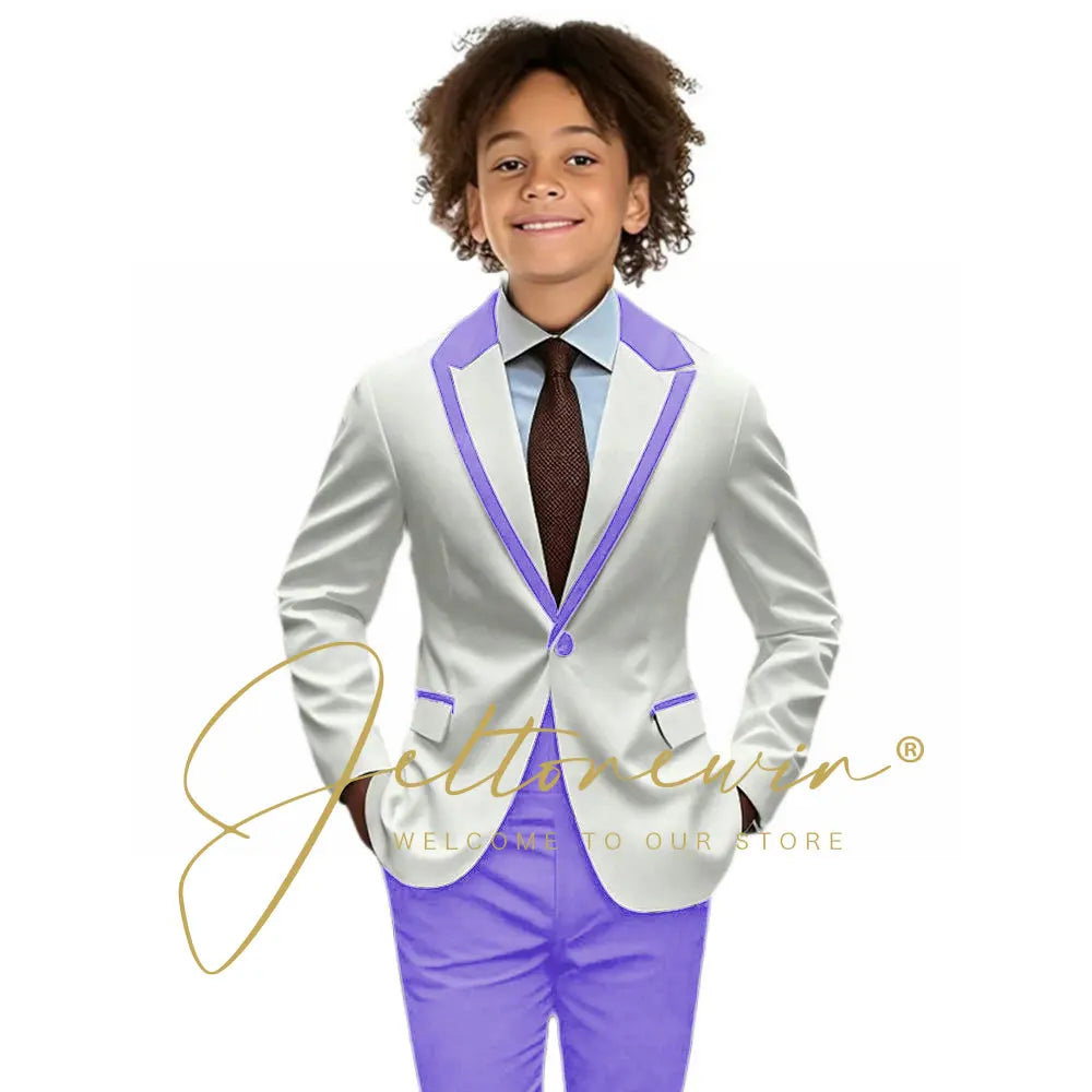 Suit for Boys Wedding Tuxedo 2-piece Kids Blazer Colorblock Design Suit 2-16 years old Custom Outfit