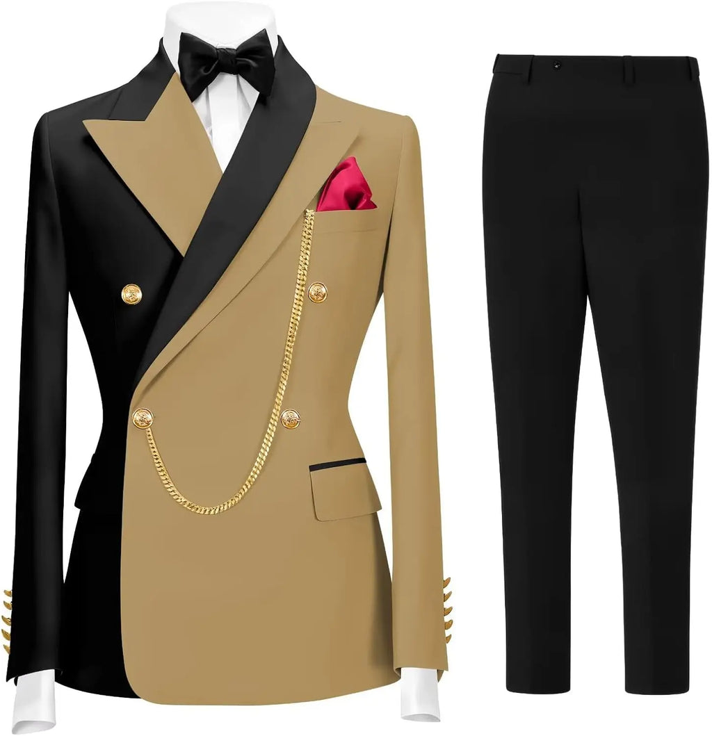 Men's 2 Piece Tuxedo for Men Slim Fit Mens Suit Double Breasted Tux Formal Business Prom