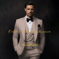 Elegant Ivory Tuxedo Suit for Men 3 Piece Set Jacket Vest Pants Classic Attire for Wedding Dating Host Prom Ball Party Dress
