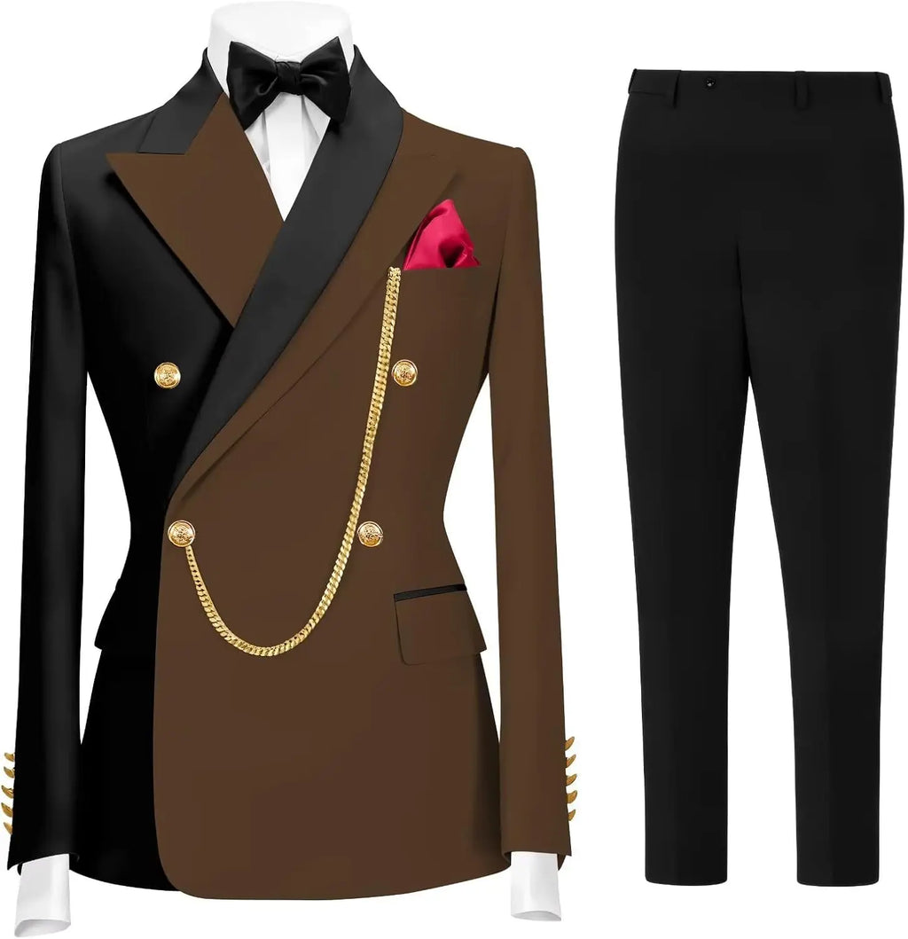Men's 2 Piece Tuxedo for Men Slim Fit Mens Suit Double Breasted Tux Formal Business Prom