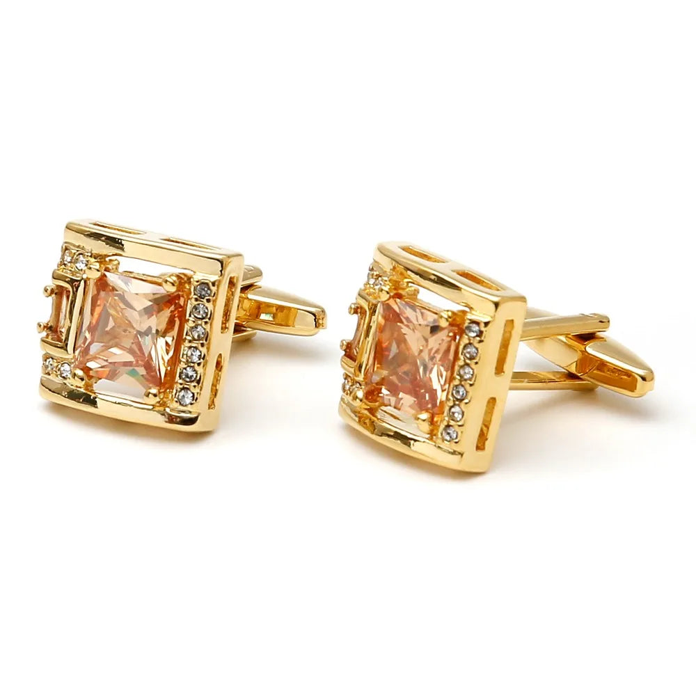 Men Cufflinks Light Luxury Inlaid Zircon Square Copper Shirt Sleeve Studs Formal Accessories Wedding Party Fashion Gifts