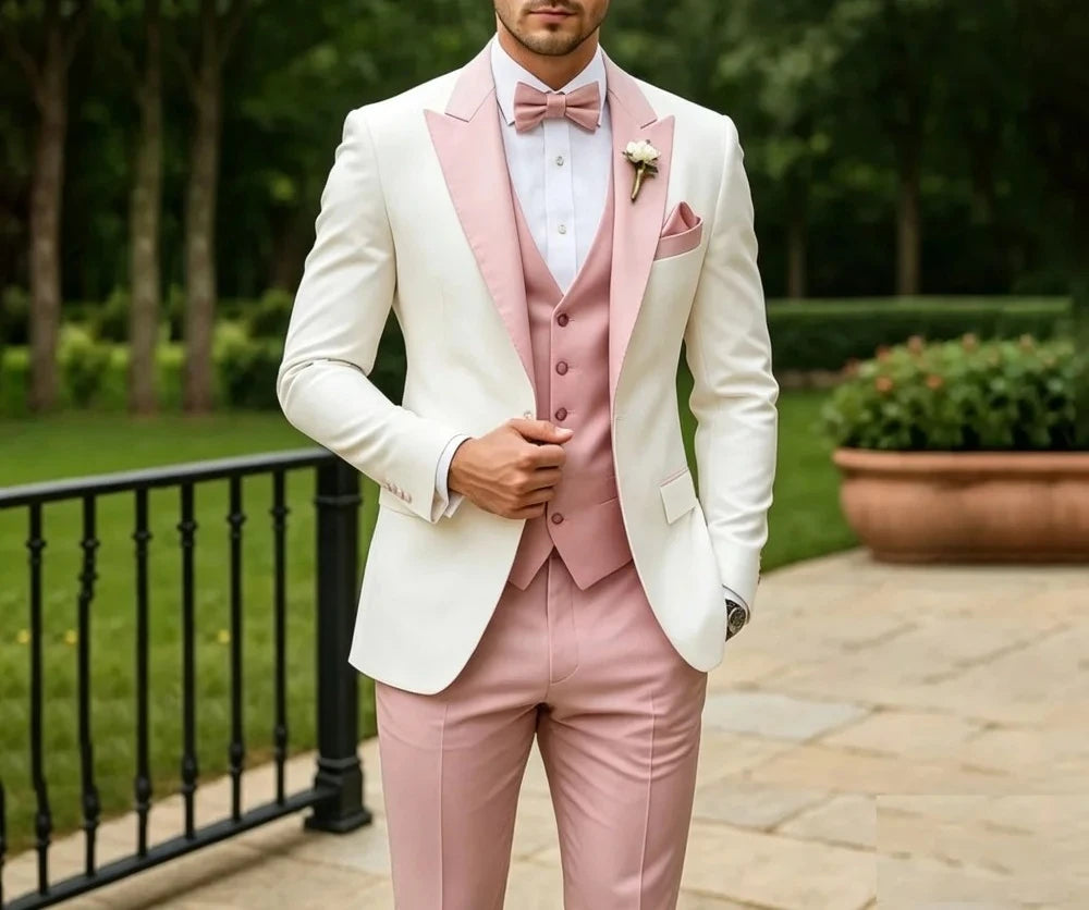 3 Pieces Wedding Tuxedo for Groom Sage Green Slim Fit Formal Men Suits Elegant Blazer Vest Pants Set for Prom Party Ceremony