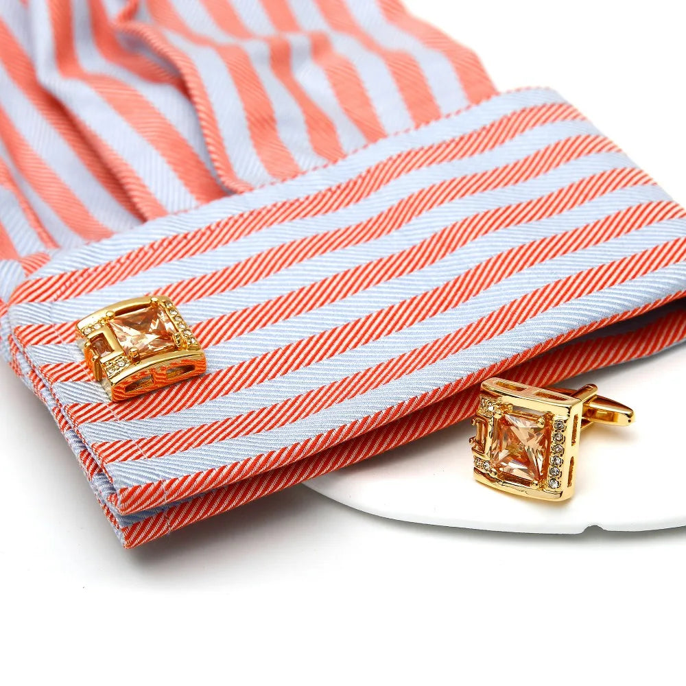 Men Cufflinks Light Luxury Inlaid Zircon Square Copper Shirt Sleeve Studs Formal Accessories Wedding Party Fashion Gifts