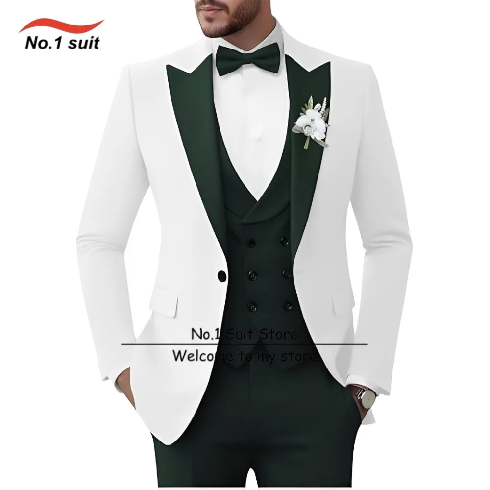 Formal Men's Suit 3 Piece Tuxedo for Men Slim Fit Double Breasted Men Suits Wedding Prom Party Dinner Tuxedo