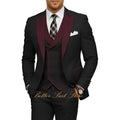 Fashion Men's Tuxedo 3 Piece Slim Fit Peak Lapel Jacket Vest Pants Set Formal Suits for Men Wedding Prom Dinner Men Suits