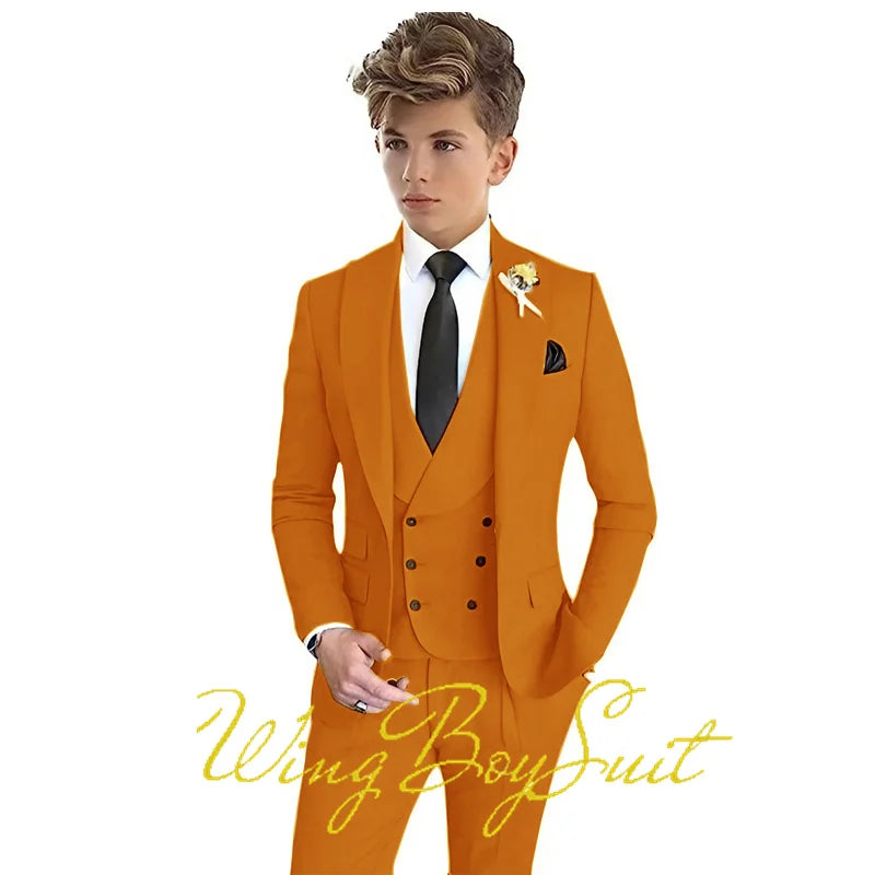 Formal Boys Suit Party Wedding Tuxedo Classic Design Kids Stage Jacket Pants Vest 3 Piece Set Teen Blazer