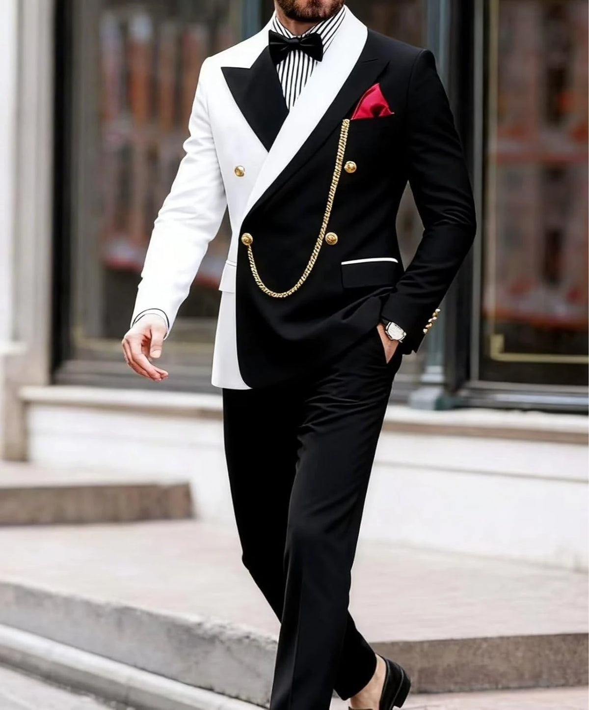 Men's 2 Piece Tuxedo for Men Slim Fit Mens Suit Double Breasted Tux Formal Business Prom