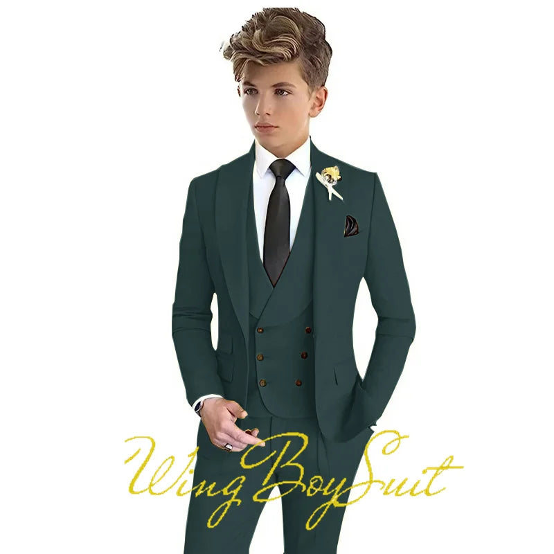 Formal Boys Suit Party Wedding Tuxedo Classic Design Kids Stage Jacket Pants Vest 3 Piece Set Teen Blazer
