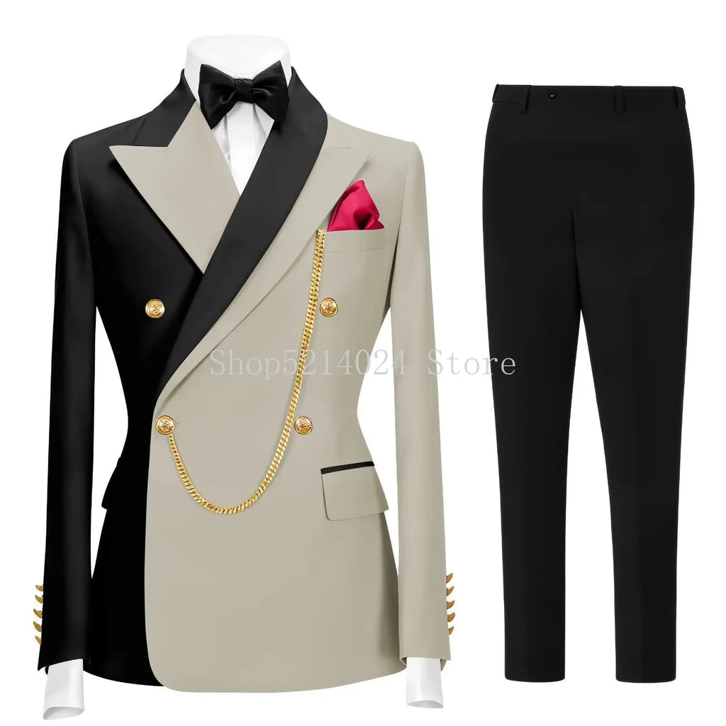 Men's 2 Piece Tuxedo for Men Slim Fit Mens Suit Double Breasted Tux Formal Business Prom