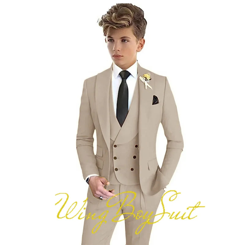 Formal Boys Suit Party Wedding Tuxedo Classic Design Kids Stage Jacket Pants Vest 3 Piece Set Teen Blazer