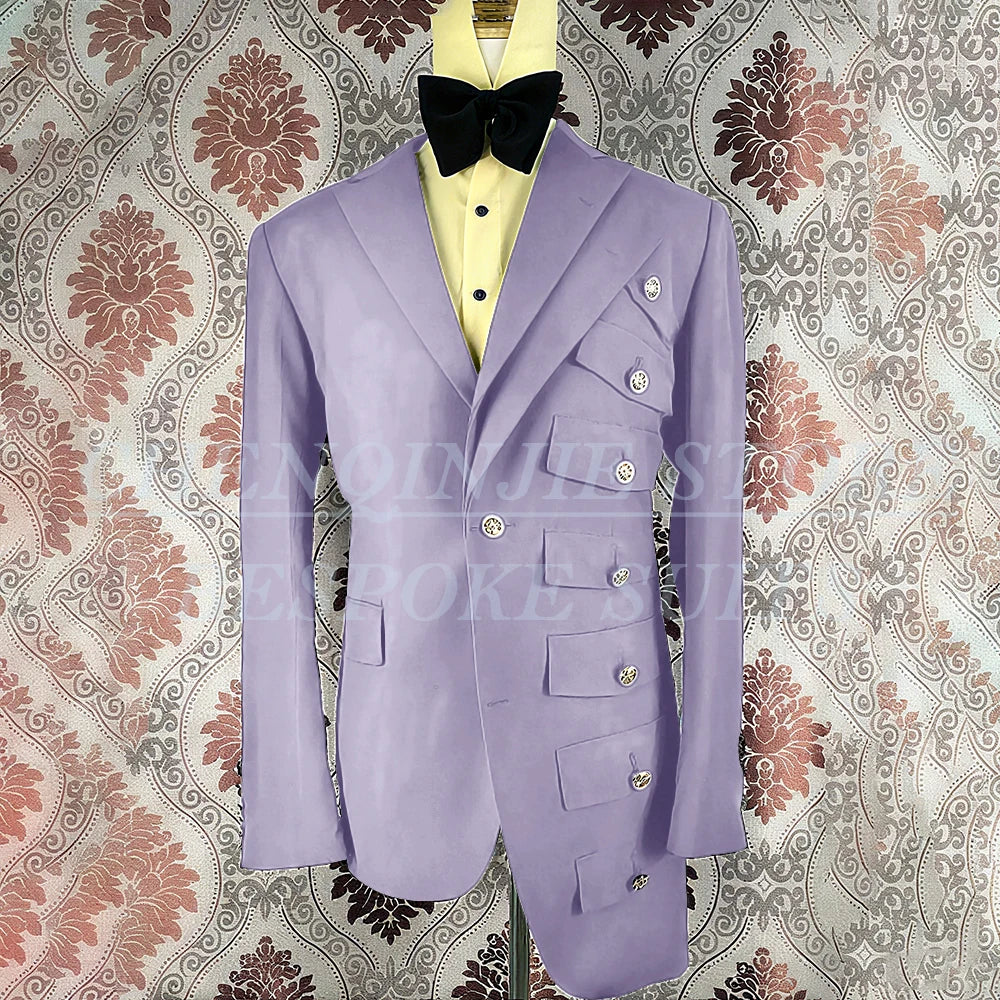 2025 Tuxedo Black Men Suits Wedding Groom Slim Fit Asymmetry Blazer Terno Masculino Prom 2Pieces Costume Homme Jacket+Pant Set