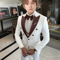 White Floral Wedding Tuxedo for Boys 3 Pieces Jacquard Suits Double Breasted Kids Tuxedo 2025 Fashion Design Jacket Pants Vest