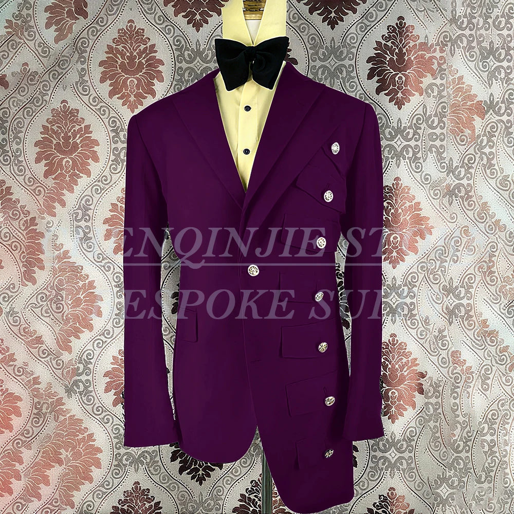 2025 Tuxedo Black Men Suits Wedding Groom Slim Fit Asymmetry Blazer Terno Masculino Prom 2Pieces Costume Homme Jacket+Pant Set