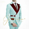 Classic Wedding Tuxedos Slim Fit Metal Buckle Double Breasted Men 2 Pieces Groomsmen Suit Male Formal Business Jacket+Pants
