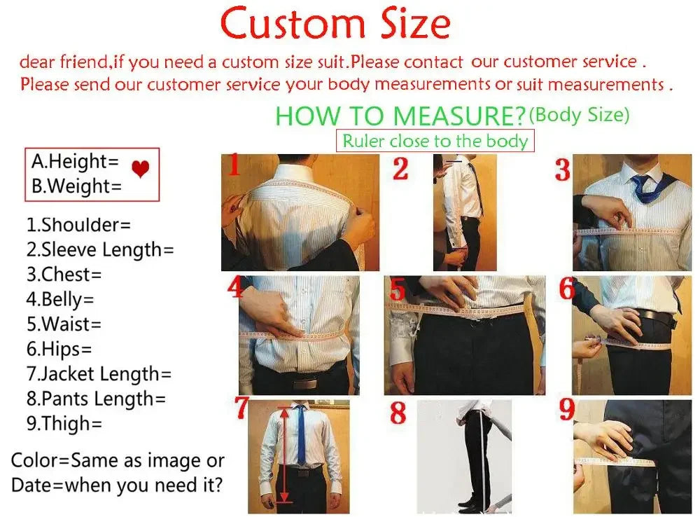 Formal Men's Suit 3 Piece Tuxedo for Men Slim Fit Double Breasted Men Suits Wedding Prom Party Dinner Tuxedo