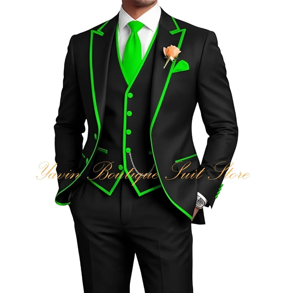 Elegant Men's 3 Piece Tuxedo for Men Slim Fit Jacket Vest Pants Wedding Suits for Groom Groomsman Prom Graduation Men Suits