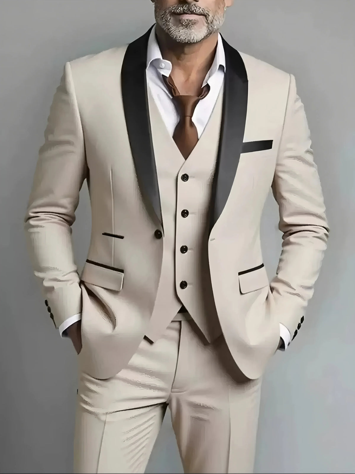 Elegant Men's Suit Sets- Slim Fit Tuxedo Set for Weddings & Formal Occasions, Black Suit