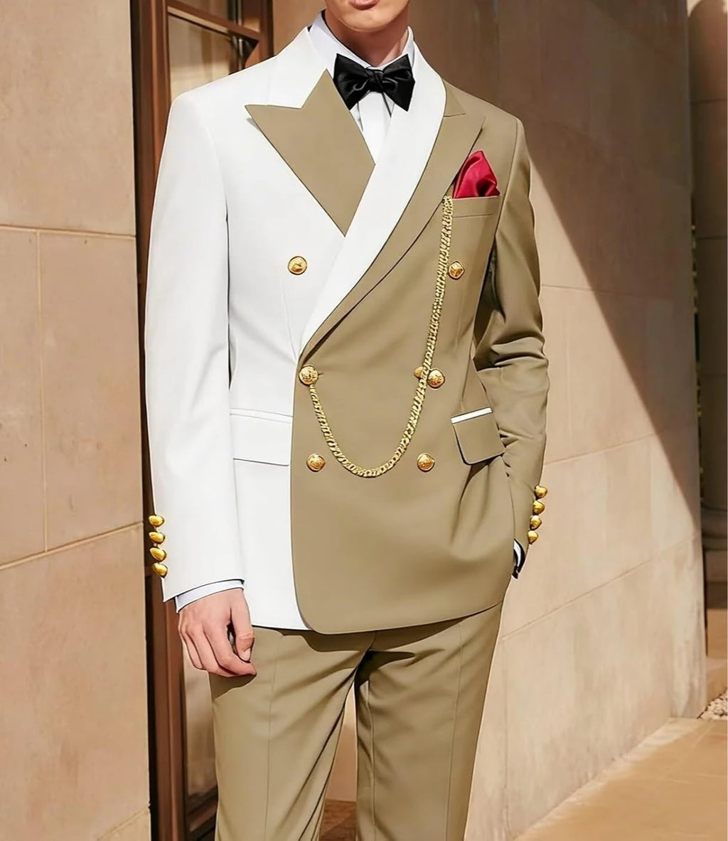 Men's 2 Piece Tuxedo for Men Slim Fit Mens Suit Double Breasted Tux Formal Business Prom