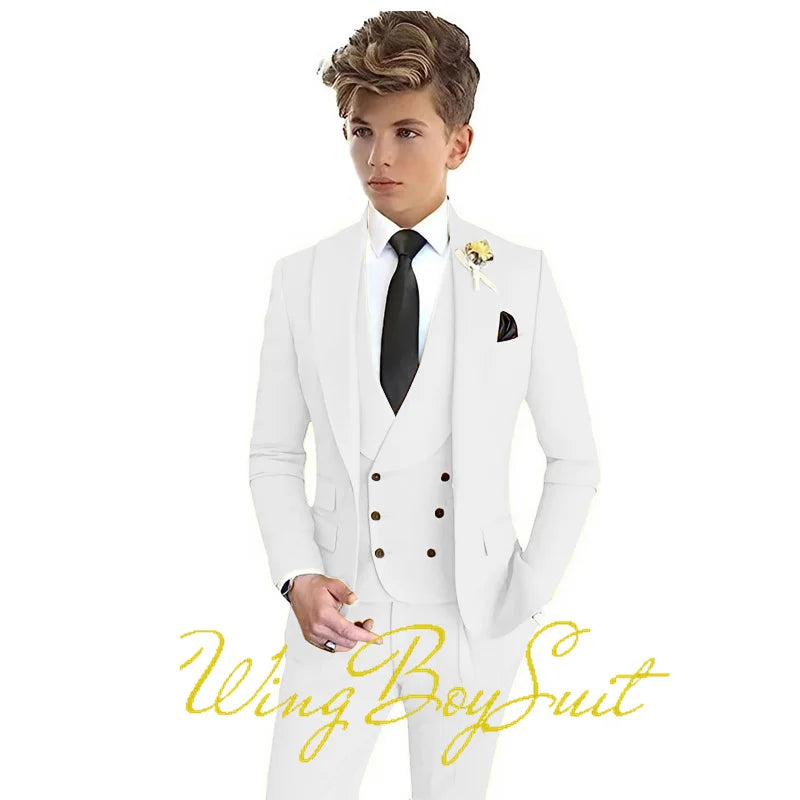 Formal Boys Suit Party Wedding Tuxedo Classic Design Kids Stage Jacket Pants Vest 3 Piece Set Teen Blazer
