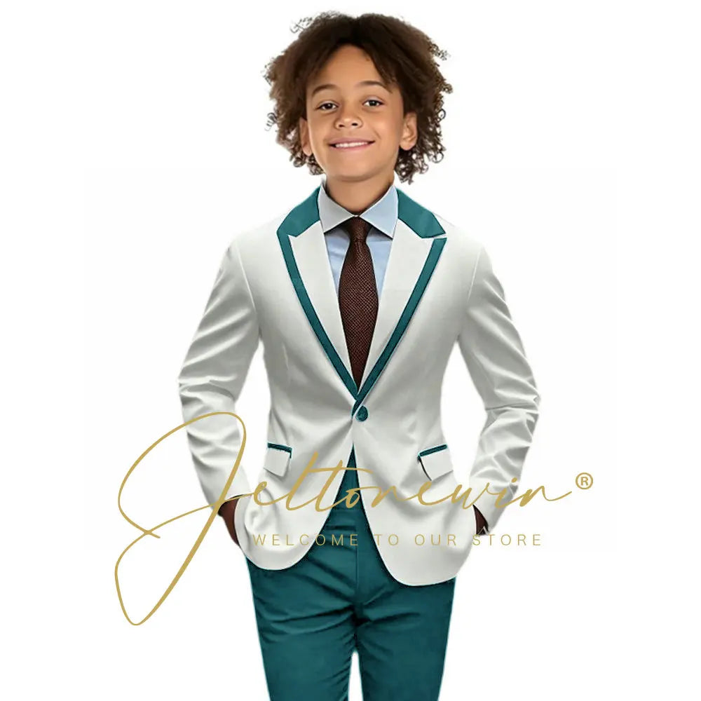 Suit for Boys Wedding Tuxedo 2-piece Kids Blazer Colorblock Design Suit 2-16 years old Custom Outfit