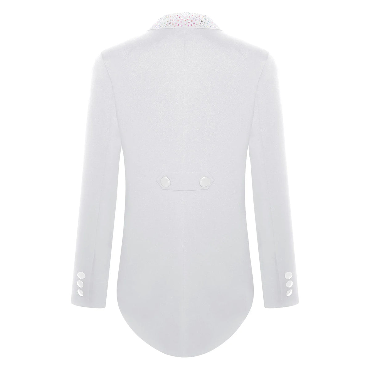 Elegant Boys Tuxedo Tailcoat Lapel Rhinestone Long Sleeve Open Front Blazer Outerwear Jacket Gentleman Formal Party Wedding Suit