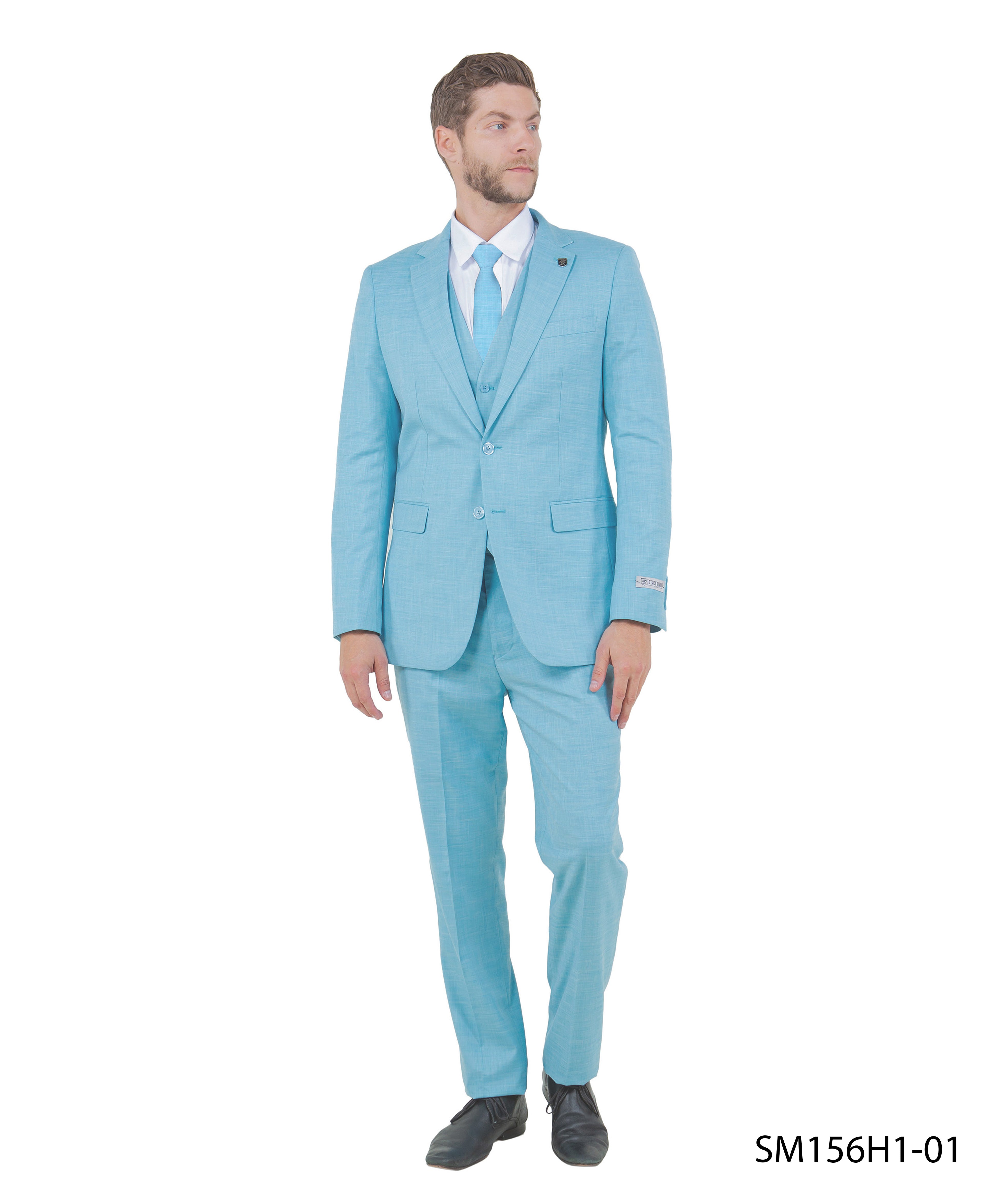 Mens-suit Solid by Stacy Adams Aqua