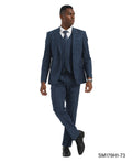 Navy Blue/Blue Hybrid Fit 3pc WIndowpane Suits