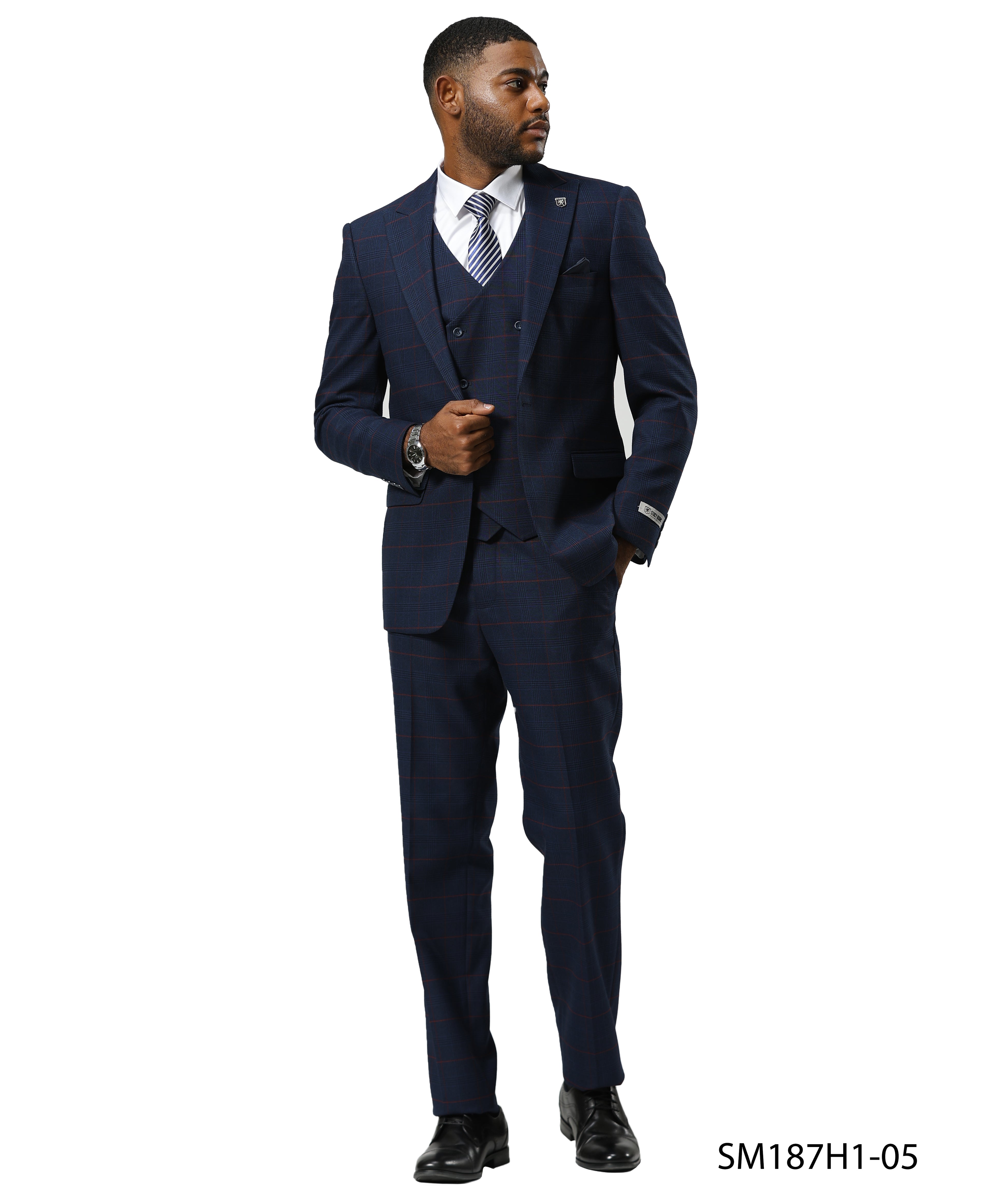 Mens-suit Windowpane by Stacy Adams