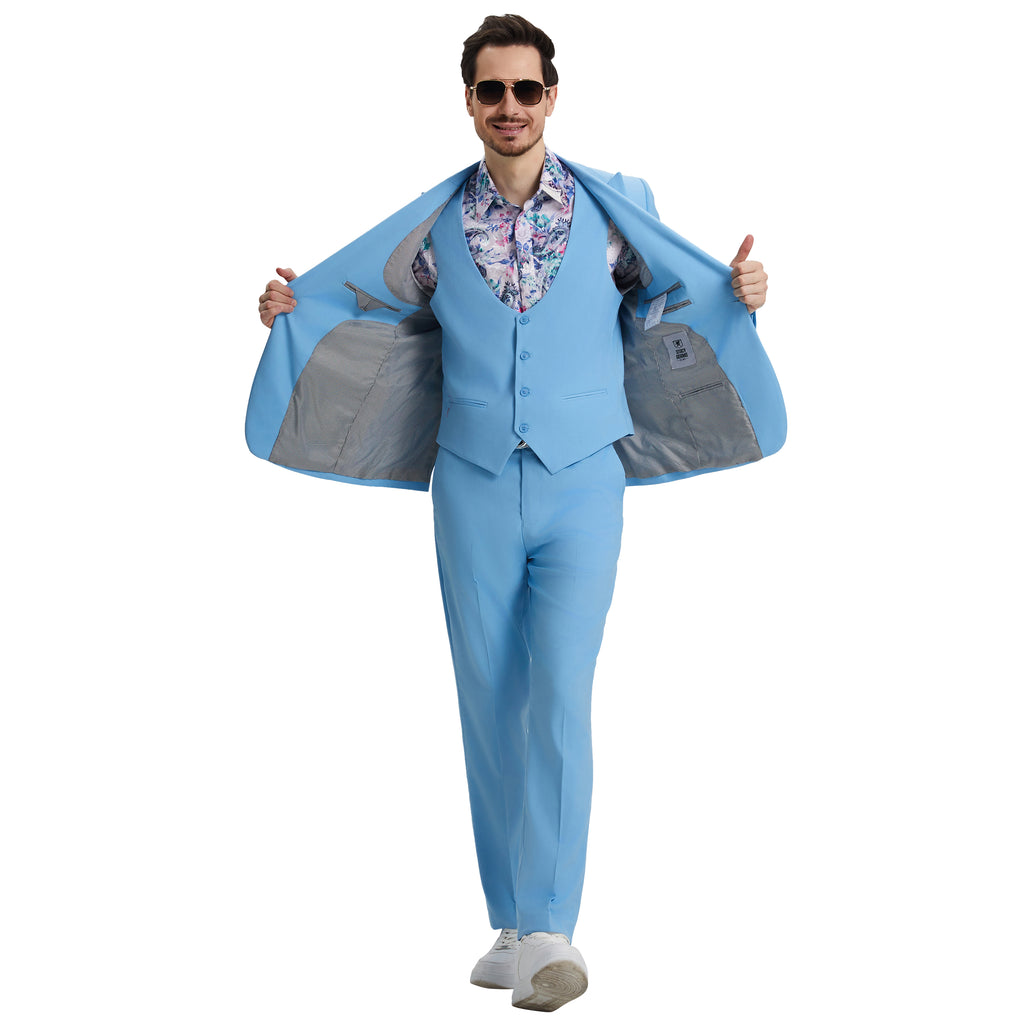Men's Stacy Adams Hybrid-Fit 3pc Suit Set, Jacket Vest and Pants