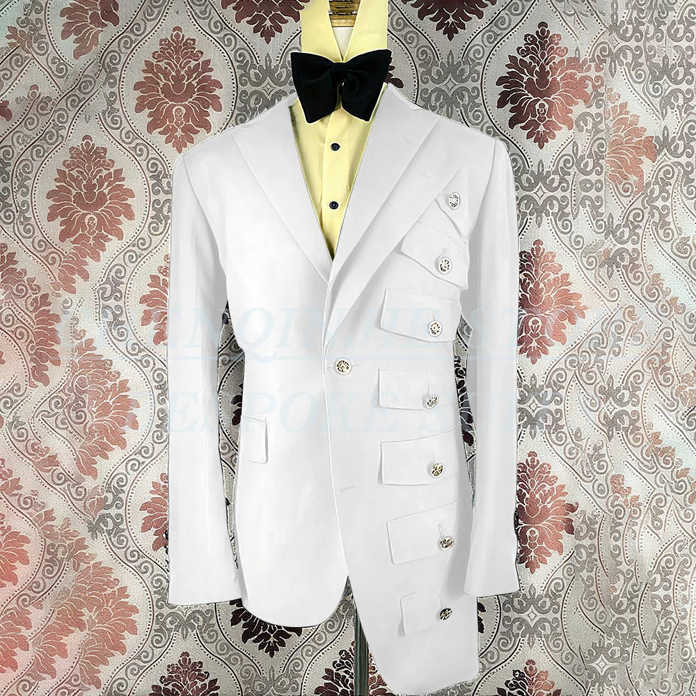 2025 Tuxedo Black Men Suits Wedding Groom Slim Fit Asymmetry Blazer Terno Masculino Prom 2Pieces Costume Homme Jacket+Pant Set