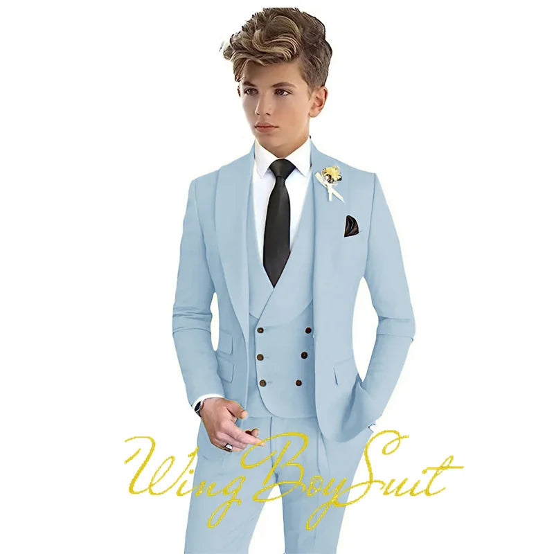 Formal Boys Suit Party Wedding Tuxedo Classic Design Kids Stage Jacket Pants Vest 3 Piece Set Teen Blazer