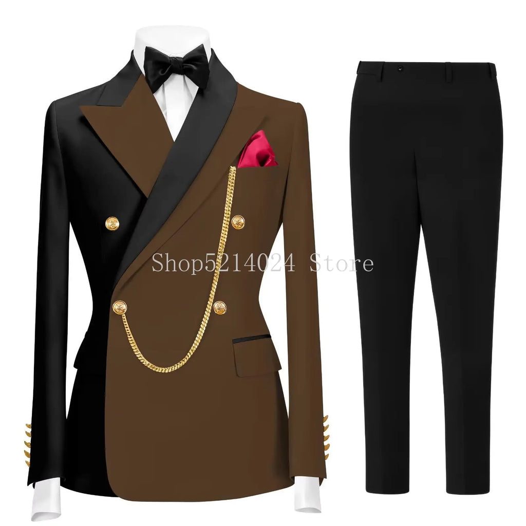 Men's 2 Piece Tuxedo for Men Slim Fit Mens Suit Double Breasted Tux Formal Business Prom