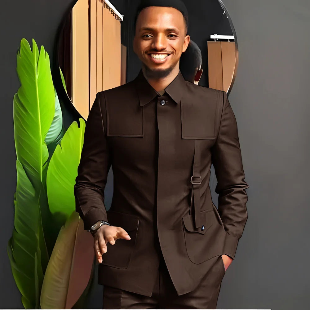 African-Style Men's Suit — 2-Piece Tailored Tuxedo for Weddings, Grooms, Parties, and Formal Dinners