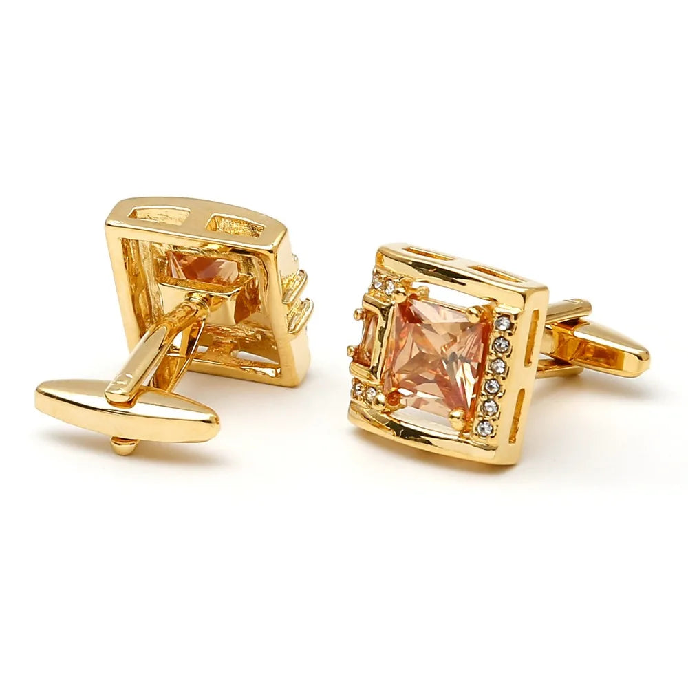 Men Cufflinks Light Luxury Inlaid Zircon Square Copper Shirt Sleeve Studs Formal Accessories Wedding Party Fashion Gifts