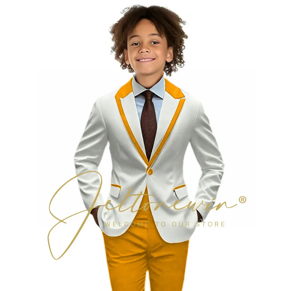 Suit for Boys Wedding Tuxedo 2-piece Kids Blazer Colorblock Design Suit 2-16 years old Custom Outfit