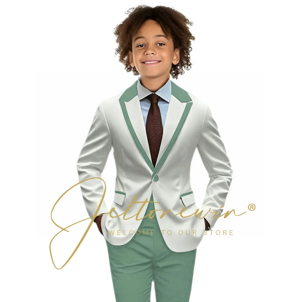 Suit for Boys Wedding Tuxedo 2-piece Kids Blazer Colorblock Design Suit 2-16 years old Custom Outfit